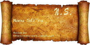 Nanu Sára névjegykártya